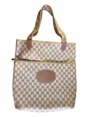 Gucci Vintage GG Supreme Monogram Large Zippered Tote Bag - 002.39.0051